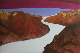 In Arbeit / Aletschgletscher / September 19 / 80x100 /Acryl Mischtechnik 