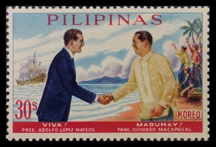 Mga Selyo ng Pilipinas: Setiyembre 28, 1963 - Bisita Estado ni Pangulong Adolfo Mateos ng Mexico - Set ng 2 selyo – Philippine stamps