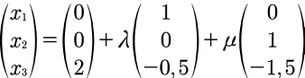 Lösung des Beispiels zur Berechnung der Parameterform