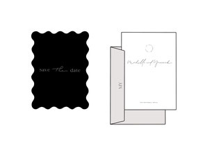 Simple lines illustratiuon weddingstationery design with in wavy format + individual handlettering – handmade with love – kamikatze design berlin