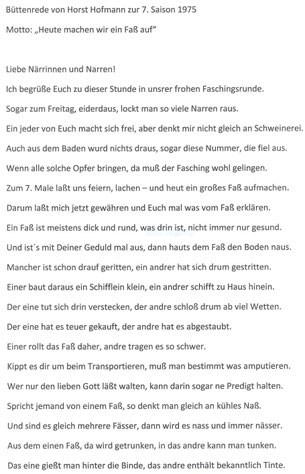 Bild: Wünschendorf Erzgebirge Büttenrede Hofmann 1975