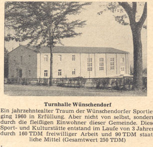 Bild: Wünschendorf Erzgebirge Jahnhalle Zeitung 1960