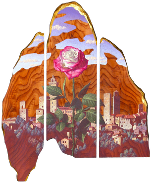 塔と薔薇の記憶　365×290㎜　テンペラ画