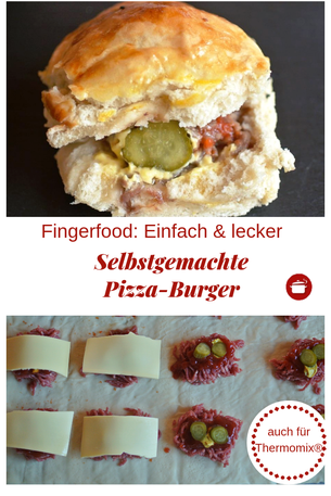 Selbstgemachte Pizza-Burger #burger #pizza #pizzaburgers #thermomixrezepte #fingerfoodrezepte
