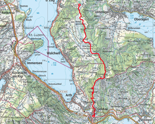 Karte Herbstwanderung Arth-Goldau - Gnipen - Zugerberg