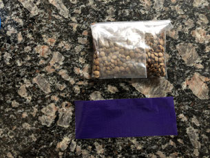 STEP 2 to MAKE YOUR OWN BEAN BAG:  Bag lentils and cut duct tape