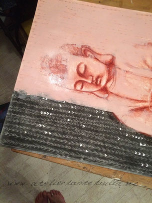 Buddha Gemälde in Arbeit