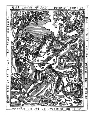 Orpheus playing a vihuela ビウエラを弾くオルフェウス