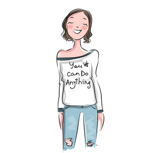 Eine selbstbewusste Frau, die weiß, dss sie alles kann - you can do anything auf dem T-Shirt
