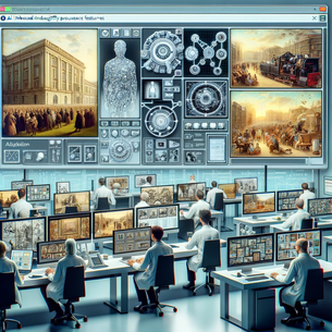 An illustration of the Fraunhofer Institute utilizing AI-based image search techniques to identify provenance features in historical images