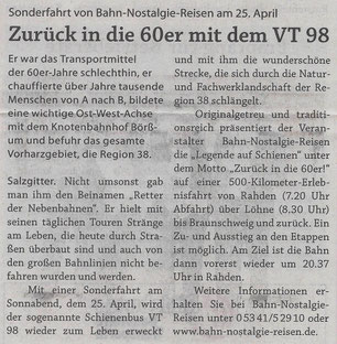 Zurück in die 60er mit dem VT 98