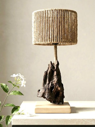 Lampe artisanale en bois d'olivier