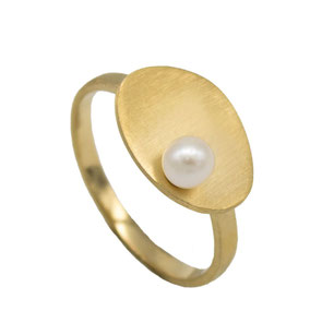 Vergoldeter Edelstahl Ring mit Süßwasserperle RH472