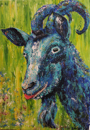 " Freddy mit Schwarzwälder Hut" Acryl auf Leinwand , 60x80 cm