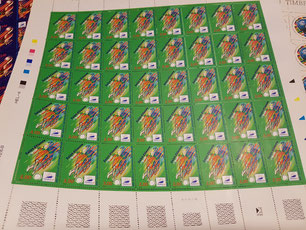 Feuille complète de 40 timbres Coupe du Monde 1998 à Saint Étienne