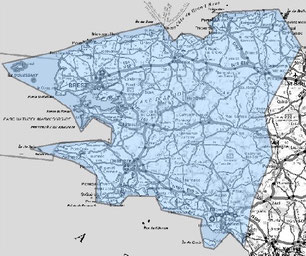 Carte multiplex Brest étendu, canal 9A, fréquence DAB+ 202.928 MHz