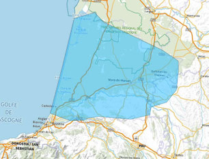Carte multiplex Mont-de-Marsan étendu, canal 11D, fréquence DAB+ 222.064 MHz