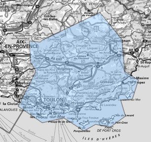 Carte multiplex Toulon étendu, canal 9A