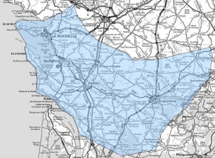 Carte multiplex La Rochelle étendu, canal 10D, fréquence DAB+ 215.072 MHz