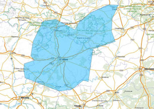 Carte multiplex Le Mans étendu, canal 7A, fréquence DAB+ 188.928 MHz