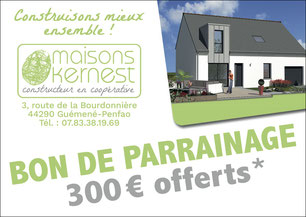 bon de parrainage de 300 euros offerts pour toute recommandation permettant la construction d'une maison neuve