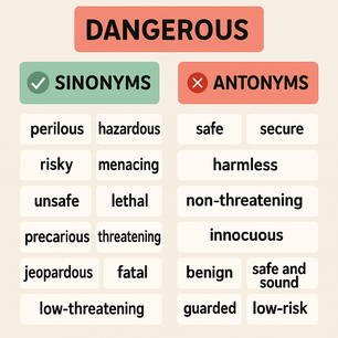 Dangerous - Sinónimos y antónimos en inglés - Ejercicio.