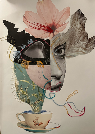 TEA TIME, Mixed Media on paper, 60 x 40 cm, 2023 (private collection)