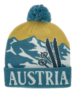 Haube Austria mit Motiv Ski, Retro-Design