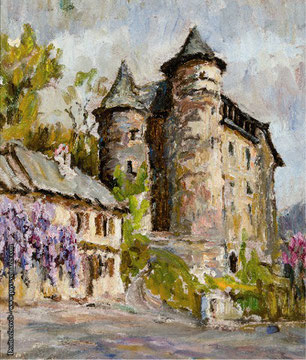 André Puech, peintre-paysan, château de vieillevie, artiste auvergnat