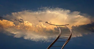 Un escalier qui monte vers un nuage pour des séances de médiumnité sous hypnose par Christine Roman à Lyon