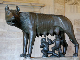 Roms Gründungsmythos: Die kapitolinische Wölfin säugt Romulus und Remus