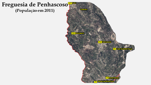 Penhascoso - Número de habitantes dos lugares, em 2011