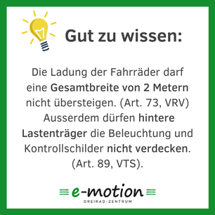 Regeln Dreirad Transport Schweiz