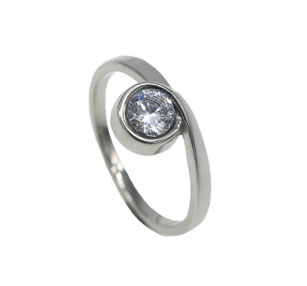 Edelstahl Ring RH454 mit funkelndem Zirkonia
