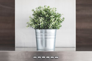 kitchen-decoration-green-flower-in-metallic-flowerpot-picjumbo-com