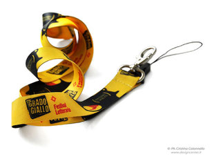 collarino portabadge in  raso cm 20 - gancio porta cellulare - logo Grado giallo  - 