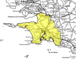 Carte multiplex Quimper local, canal 8A, fréquence DAB+ 195.936 MHz