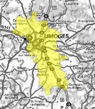 Carte multiplex Limoges local 1, canal 6D, fréquence DAB+ 187.072 MHz