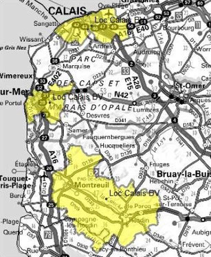 Carte multiplex Calais, Boulogne-sur-Mer local, canal 5B, fréquence DAB+ 176.640 MHz