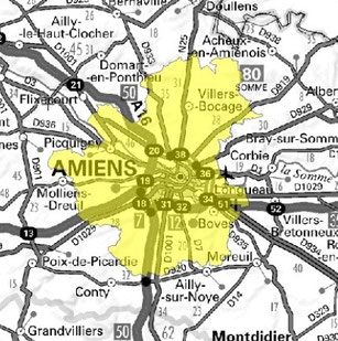 Carte multiplex Amiens local, canal 11C, fréquence DAB+ 220.352 MHz