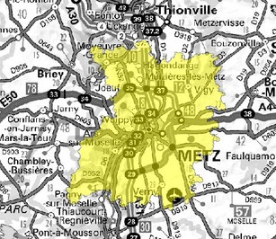 Carte multiplex Metz local, canal 5A, fréquence DAB+ 174.928 MHz