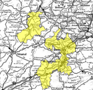 Carte multiplex Belfort - Montbéliard local, canal 6C, fréquence DAB+ 185.360 MHz