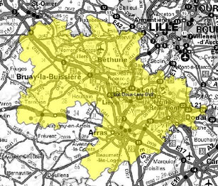 Carte multiplex Béthune, Lens, Arras, Douai local, canal 11D, fréquence DAB+ 222.064 MHz