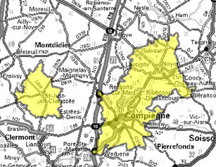 Carte multiplex Compiègne local, canal 6B, fréquence DAB+ 183.648 MHz