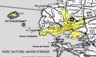 Carte multiplex Brest local, canal 7C, fréquence DAB+ 192.352 MHz