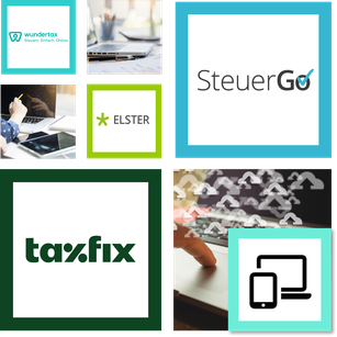 Logos of different tax filing apps and tax for which Tax•visor can give support.