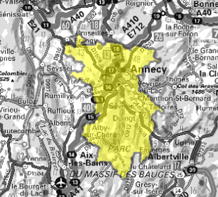 Carte multiplex Annecy local, canal 11D, fréquence 222.064 MHz