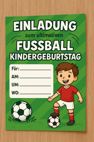 So schreibst du eine Einladung für einen Fussball Kindergeburtstag - Einladungskarte mit allen Infos