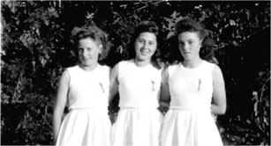 Sportlerinnen aus Derdingen 1950; v.l. Weigel Else, Niedermann Elisabeth, Fiand Wanda