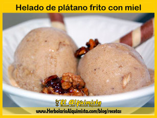 Helado de plátano frito con miel Herbolario Alquimista Arrecife Lanzarote